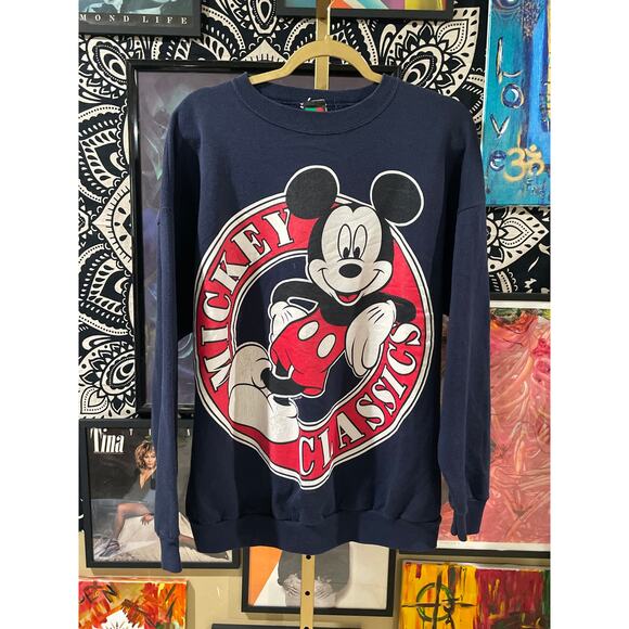 Rare Vintage Y2K Mickey Classics Disney Navy Blue Crewneck XL - Picture 1 of 8
